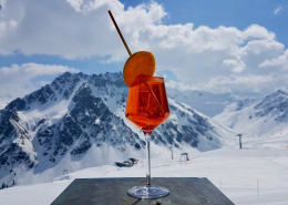 Apres-ski cocktail in skiing resort Gargellen, Montafon, Austria.