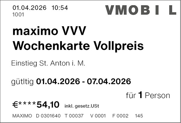 VVV Mustertickets Wochenkarte maximo